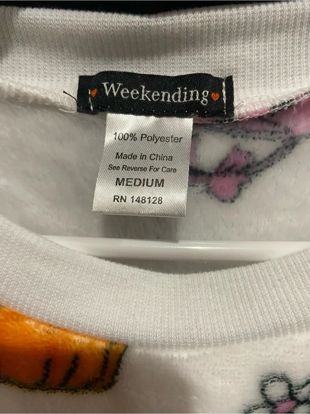 Women's White Plush Halloween Print Crewneck Sweater